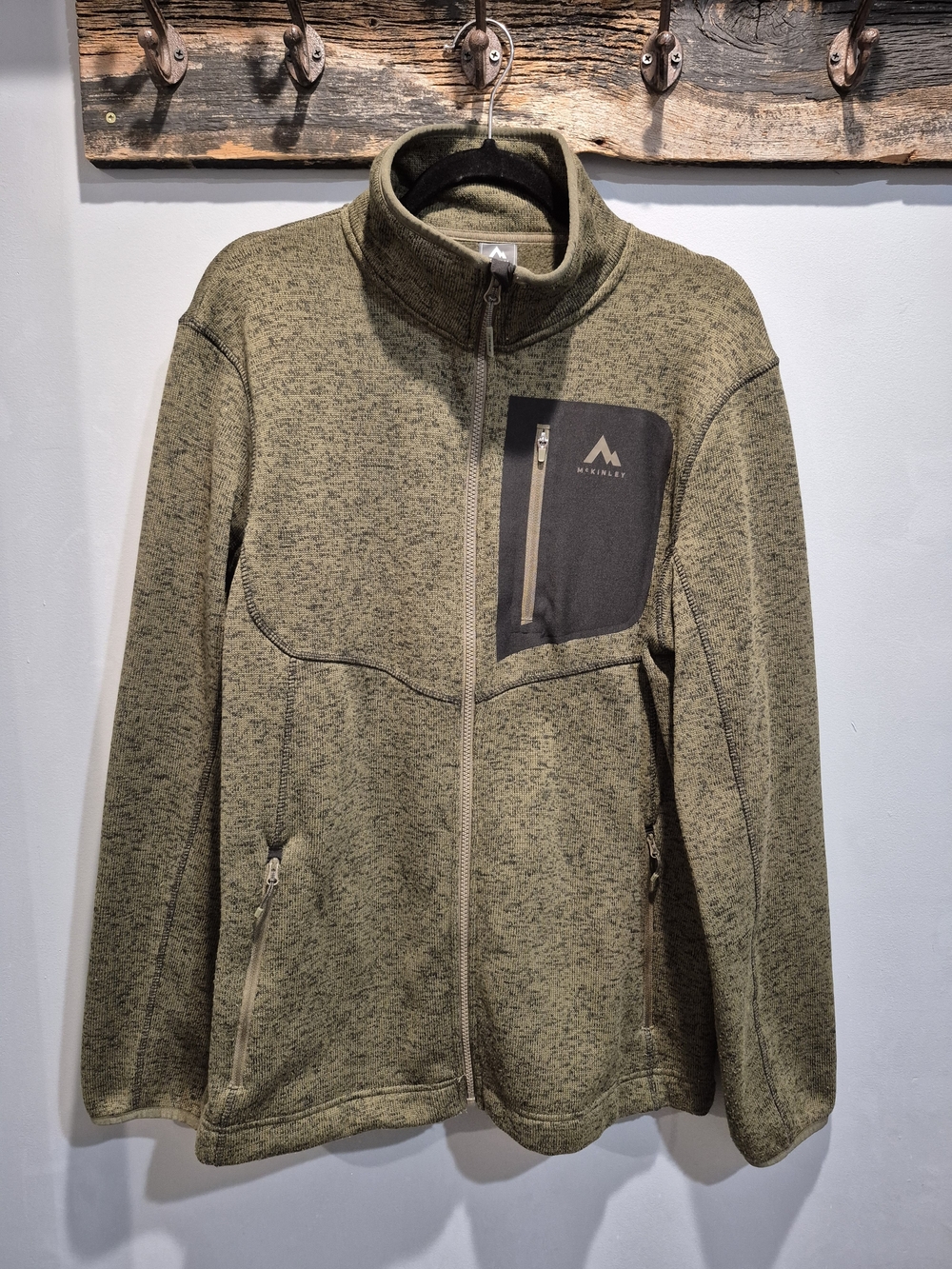 McKINLEY Skeena Army Green Full-Zip Knit Fleece Jacket - Men's Large - EUC
